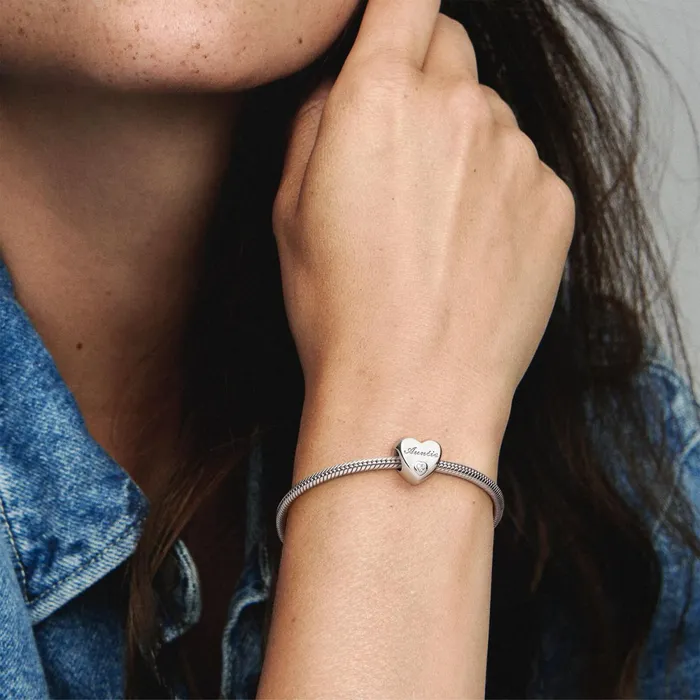 1 Bracelet2 Charms 99 Women Pandora Auntie Love Heart Charm
