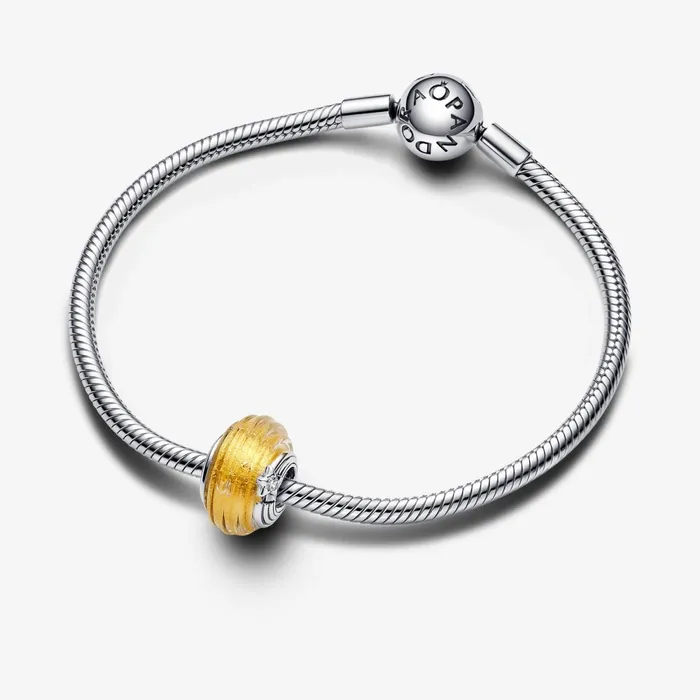 1 Bracelet2 Charms 99 Women Pandora Shooting Star Grooved Murano Glass Charm