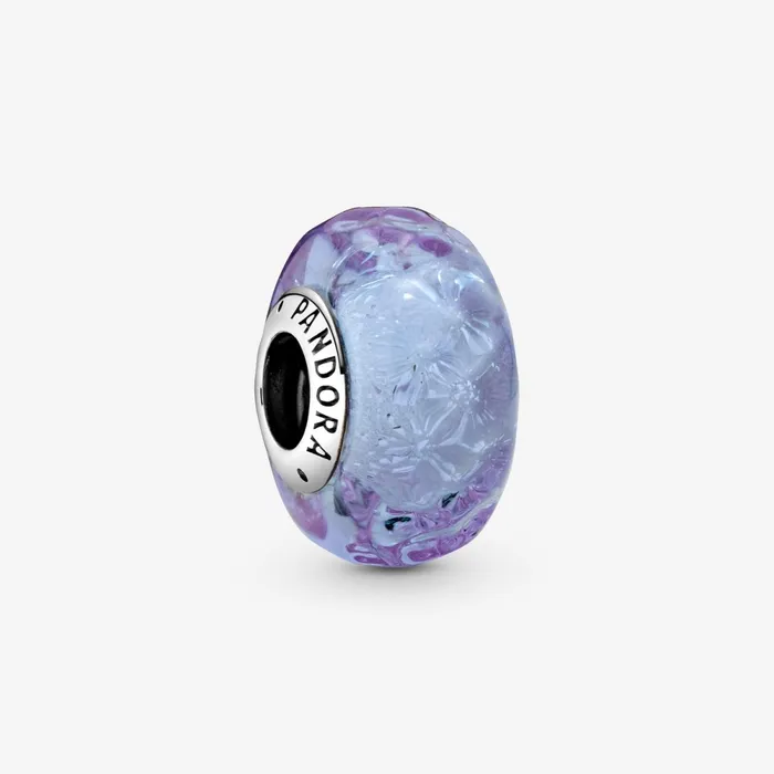 1 Bracelet2 Charms 99 Women Pandora Wavy Lavender Murano Glass Charm Purple