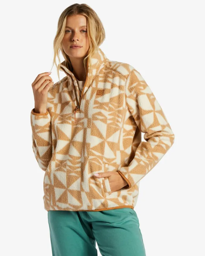 ADiv Boundary Mock 3 HalfZip Pullover Sweatshirt Latte Women Billabong Sweatshirts and Fleece