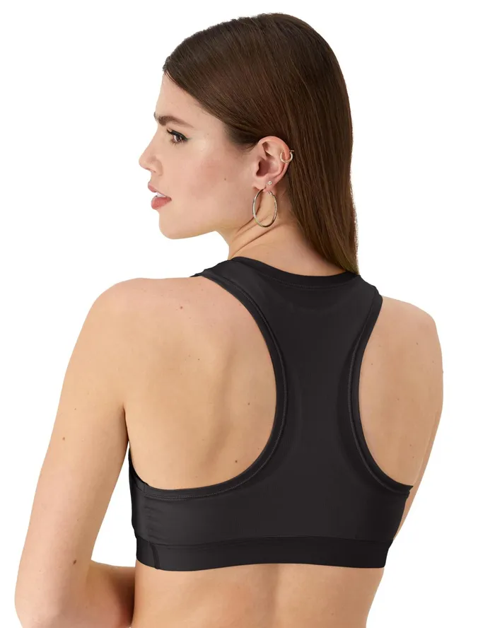 Absolute Mesh 2Fer Sports Bra Classic Script Graphic Black Women Champion Sports Bras and Bralettes