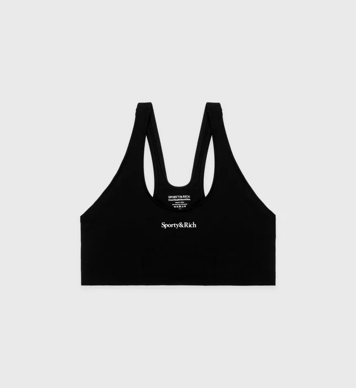 Activewear Women Sporty and Rich Serif Logo Sport Bra 8211 BlackWhite