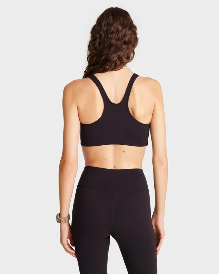 Activewear Women Sporty and Rich Serif Logo Sport Bra 8211 BlackWhite