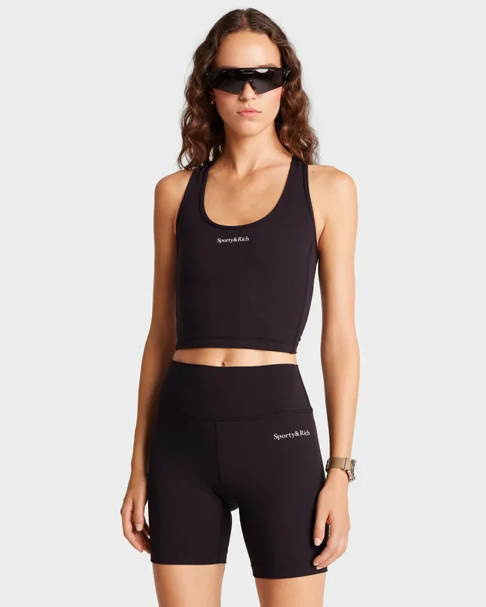Activewear Women Sporty and Rich Serif Logo Sports Tank 8211 BlackWhite