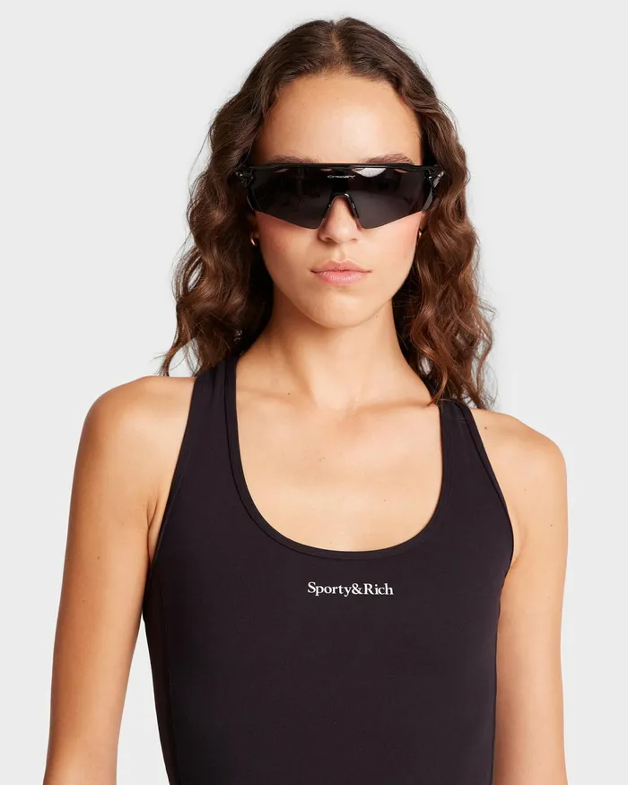 Activewear Women Sporty and Rich Serif Logo Sports Tank 8211 BlackWhite
