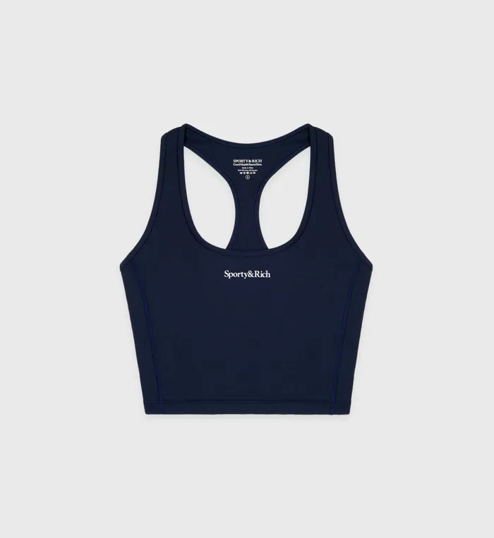 Activewear Women Sporty and Rich Serif Logo Sports Tank 8211 NavyWhite