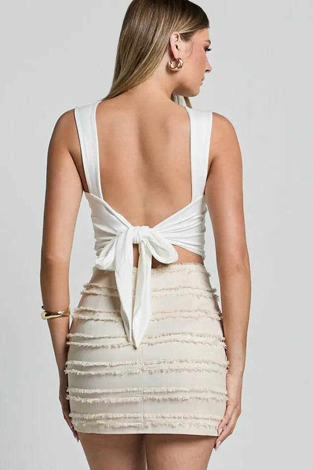 Adalia Mini Skirt 8211 High Waisted Textured Mini Skirt In Cream Women Showpo Skirts