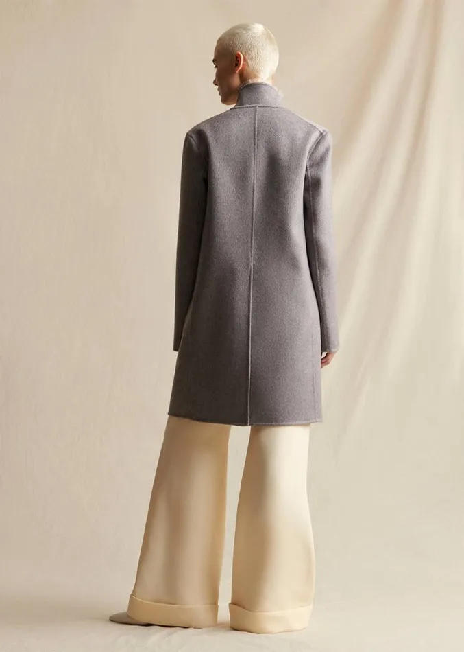 Adam Lippes Abrigo Gina De Cashmere Zibelina Cuero Gris Womens Coats and Jackets