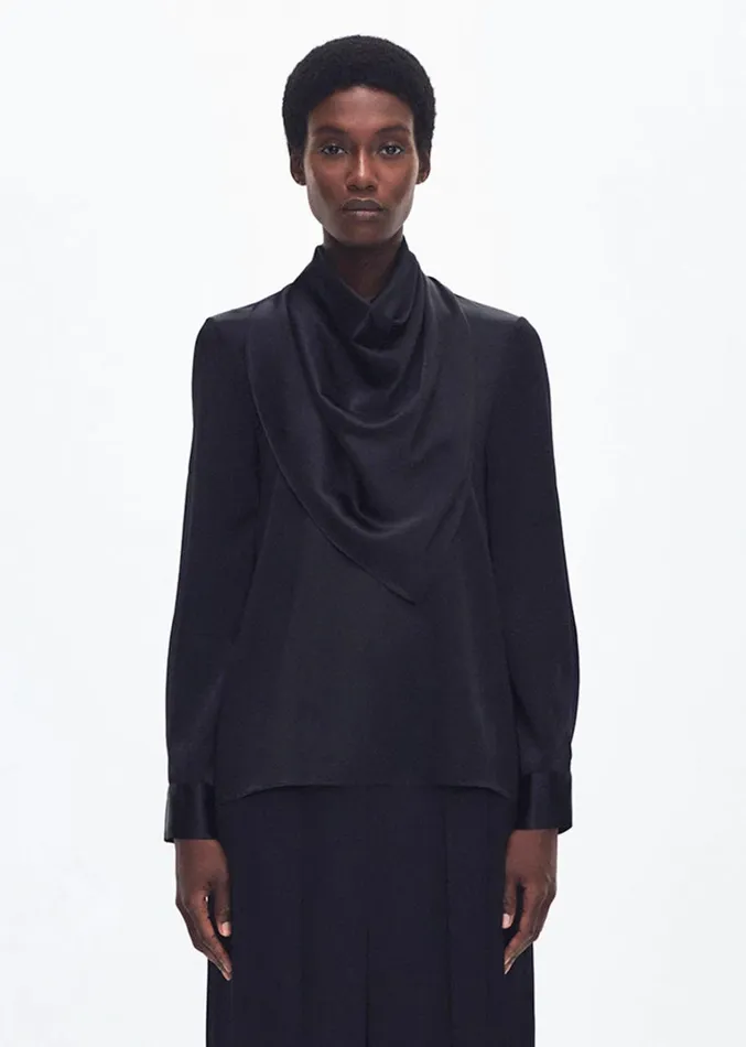 Adam Lippes Bandera Blouse Black Womens Tops