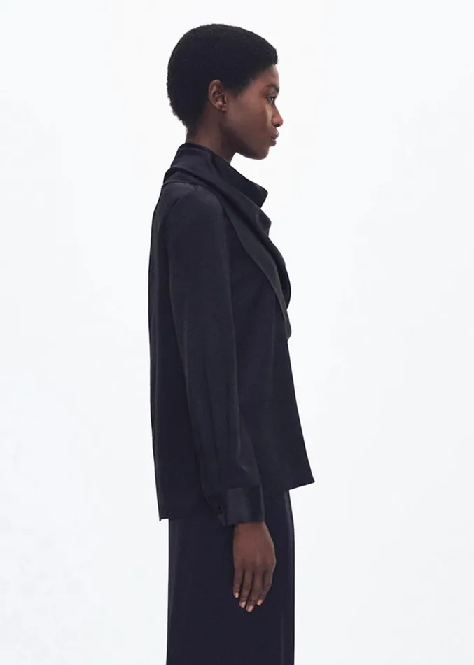 Adam Lippes Bandera Blouse Black Womens Tops