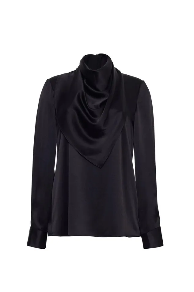 Adam Lippes Bandera Blouse Black Womens Tops