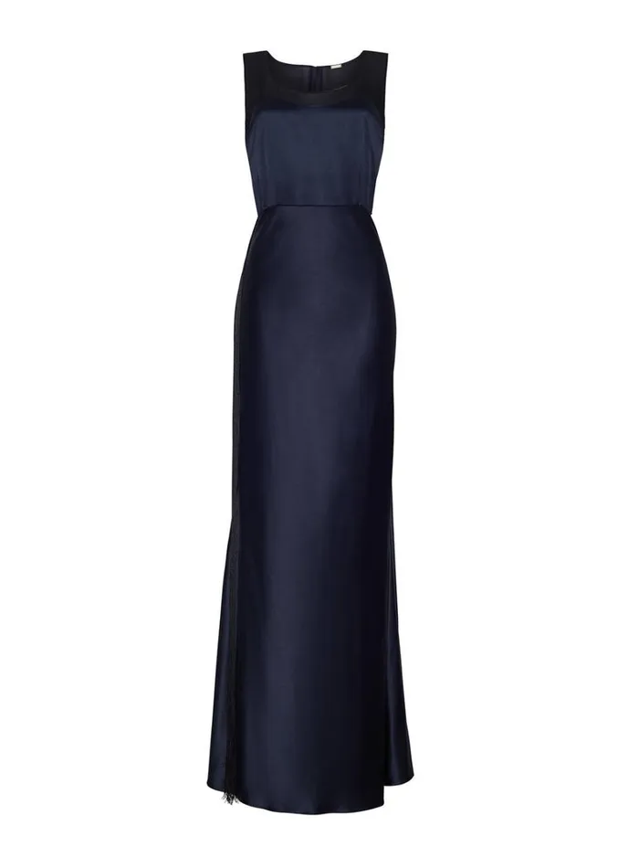 Adam Lippes Bias Gown With Fringe Navy Womens Dresses