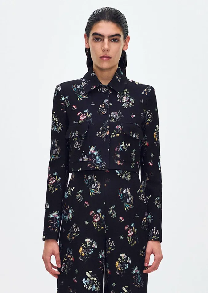 Adam Lippes Cecil Jacket Black Floral Womens Coats and Jackets