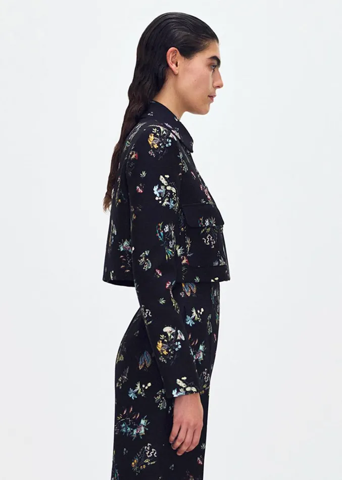 Adam Lippes Cecil Jacket Black Floral Womens Coats and Jackets
