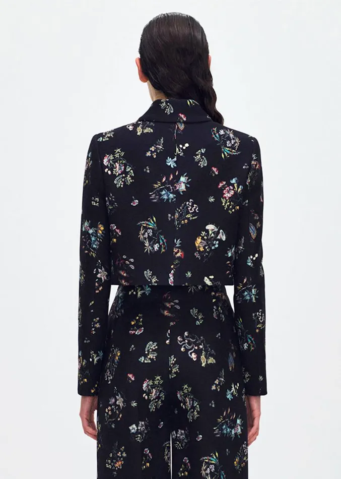 Adam Lippes Cecil Jacket Black Floral Womens Coats and Jackets