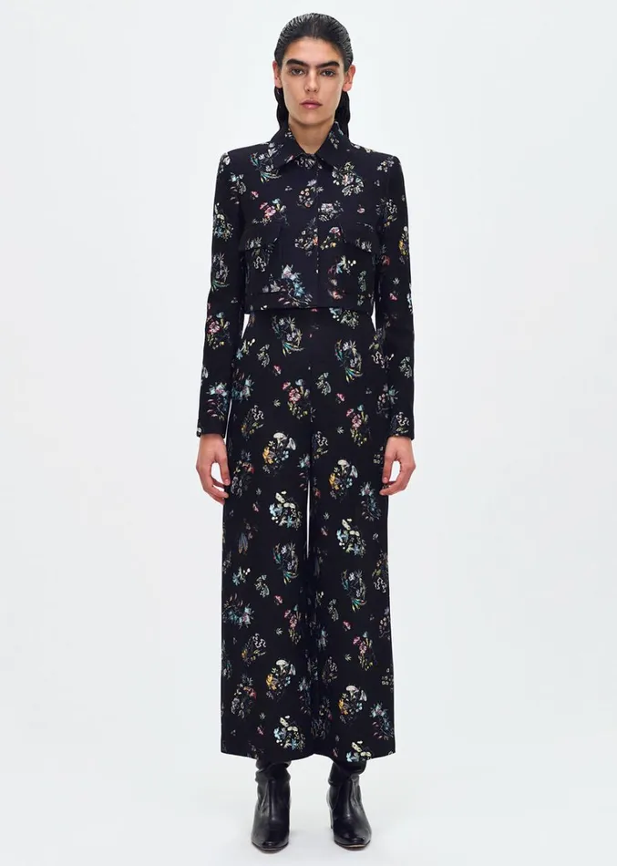Adam Lippes Cecil Jacket Black Floral Womens Coats and Jackets