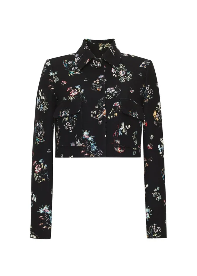 Adam Lippes Cecil Jacket Black Floral Womens Coats and Jackets
