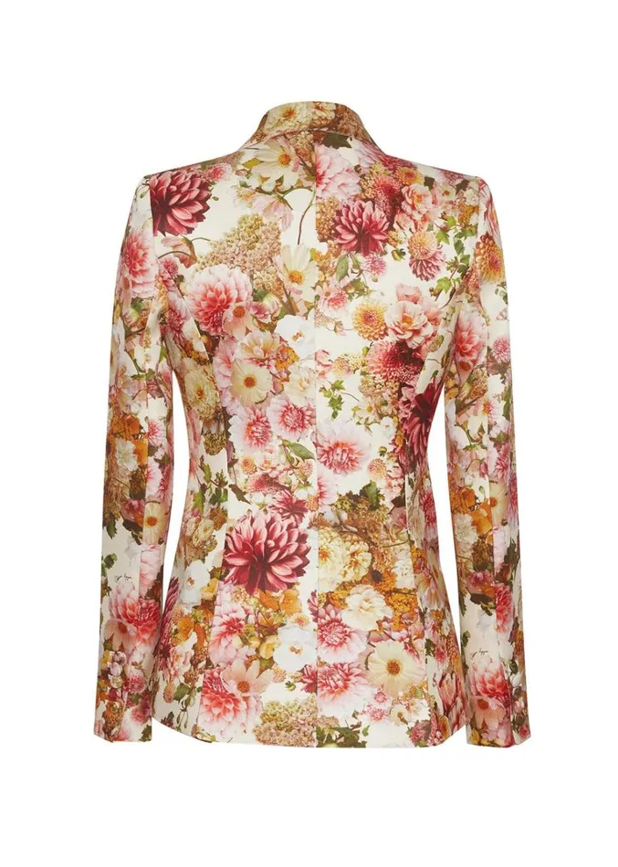 Adam Lippes Double Breasted Blazer Cream Multi Womens Suiting