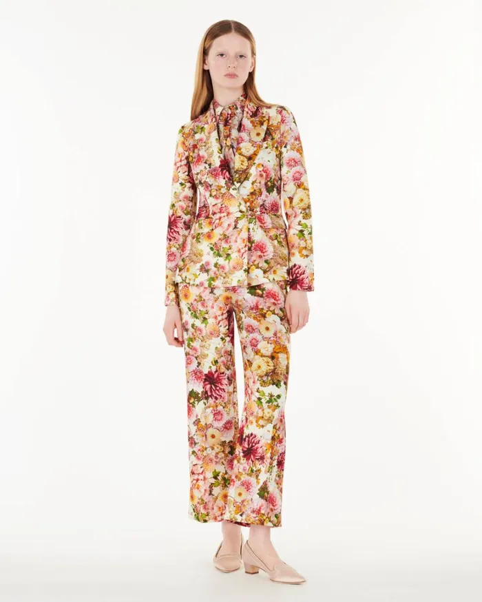 Adam Lippes Double Breasted Blazer Cream Multi Womens Suiting