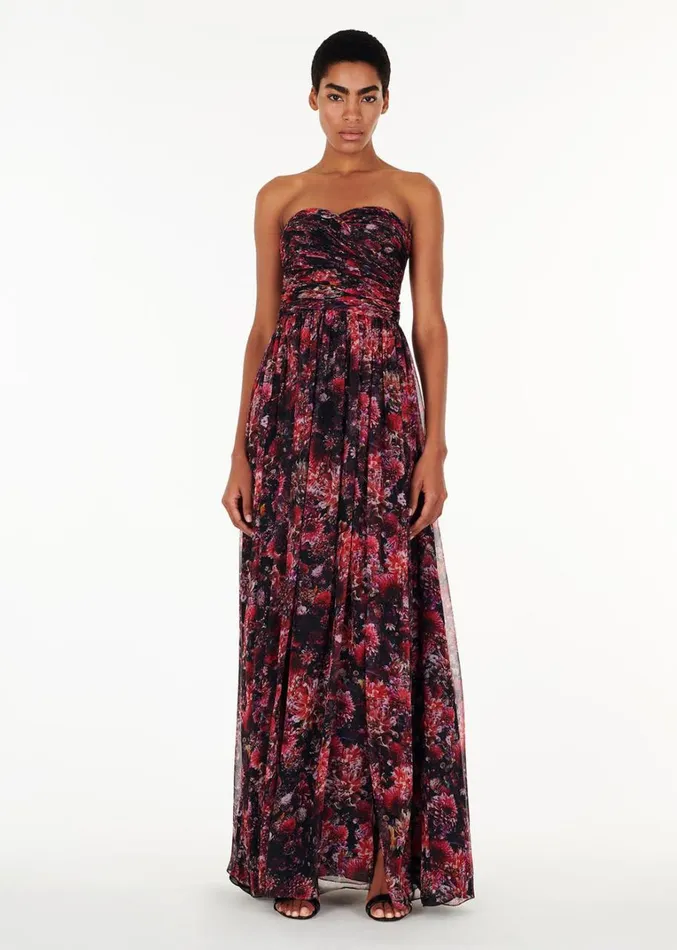 Adam Lippes Estelle Dress Black Magenta Multi Womens Dresses