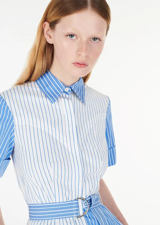 Adam Lippes Leighton Dress Blue Stripe Womens Dresses