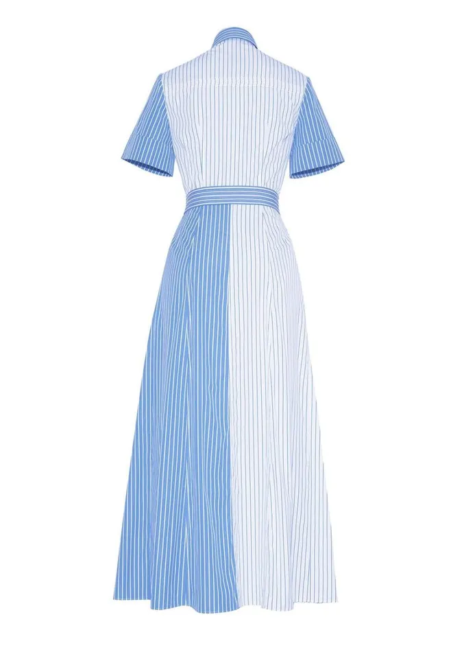 Adam Lippes Leighton Dress Blue Stripe Womens Dresses