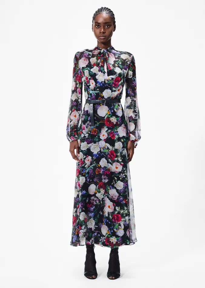 Adam Lippes Lowell Dress Black Floral Womens Dresses