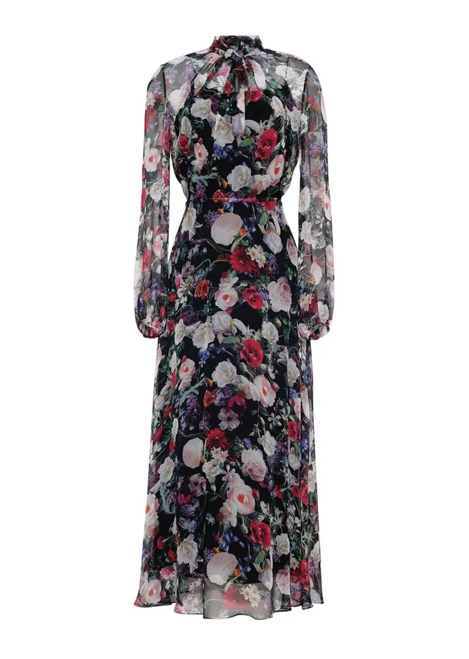 Adam Lippes Lowell Dress Black Floral Womens Dresses