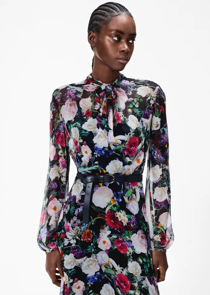 Adam Lippes Lowell Dress Black Floral Womens Dresses