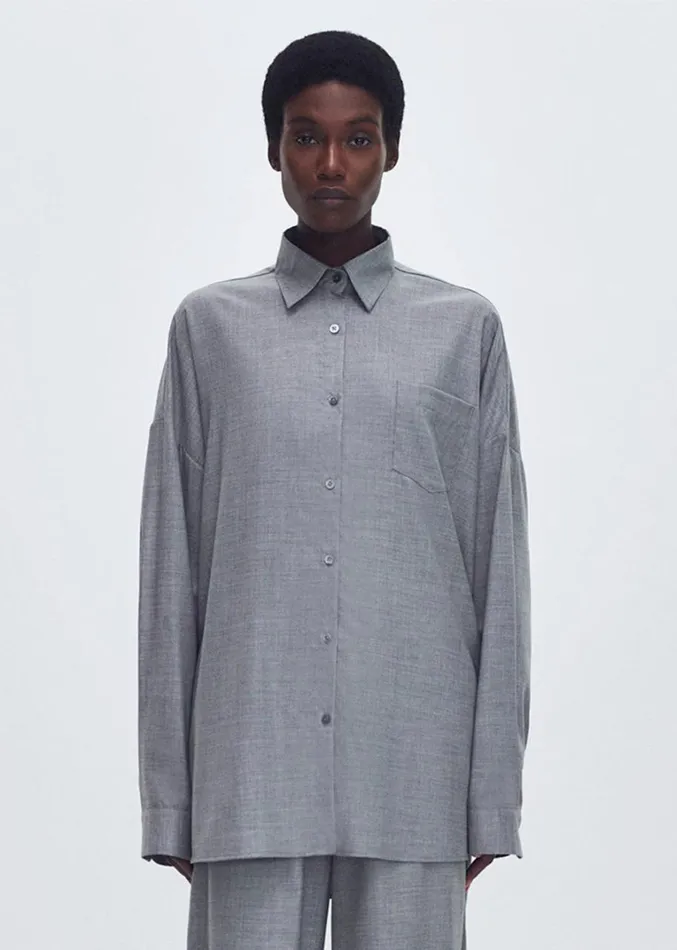 Adam Lippes Perrine Shirt Heather Grey Womens Tops