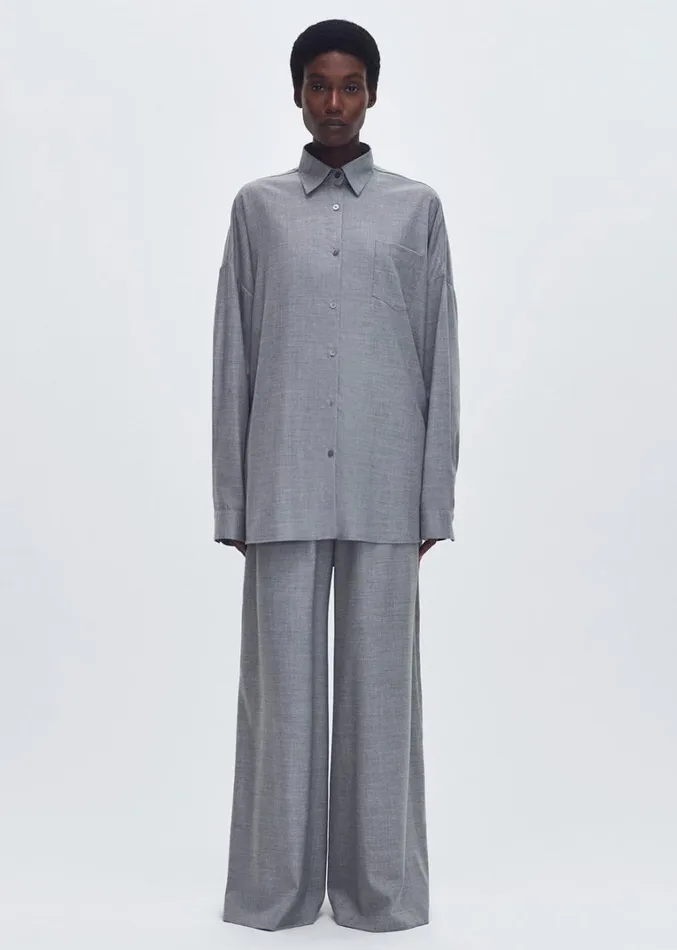 Adam Lippes Perrine Shirt Heather Grey Womens Tops