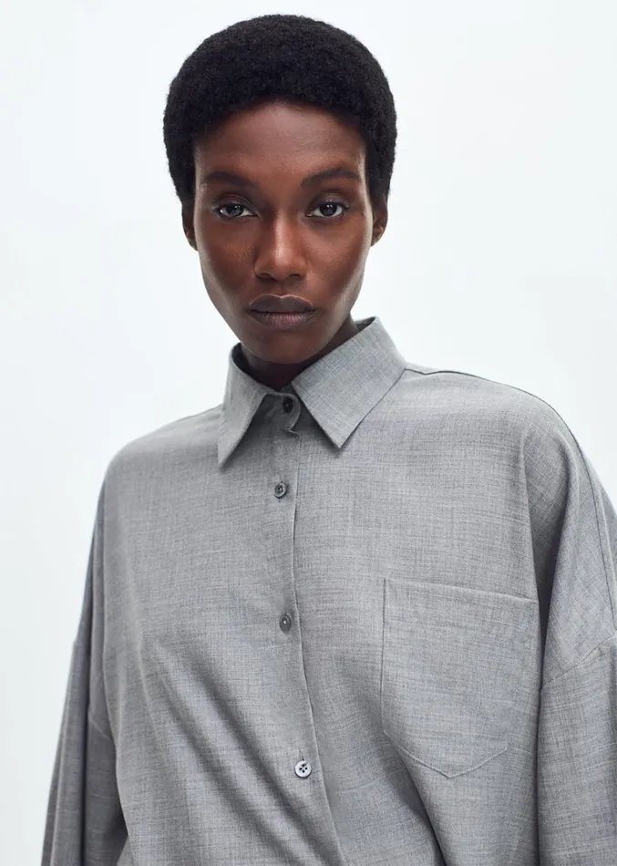 Adam Lippes Perrine Shirt Heather Grey Womens Tops