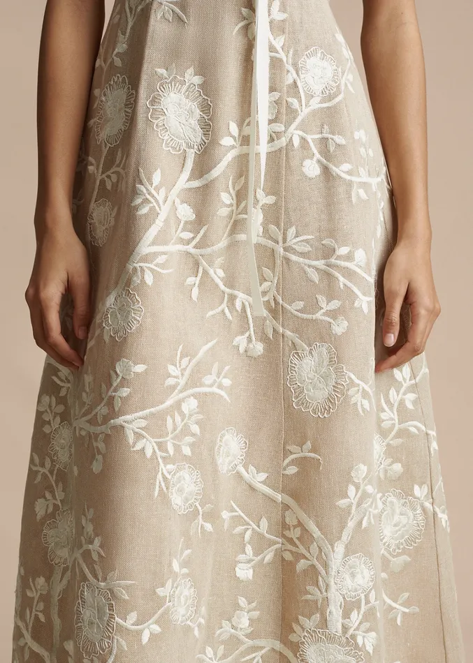 Adam Lippes Vestido Eloise Bordado De Arpleta De Algodn Flores De Pergamino Womens Dresses