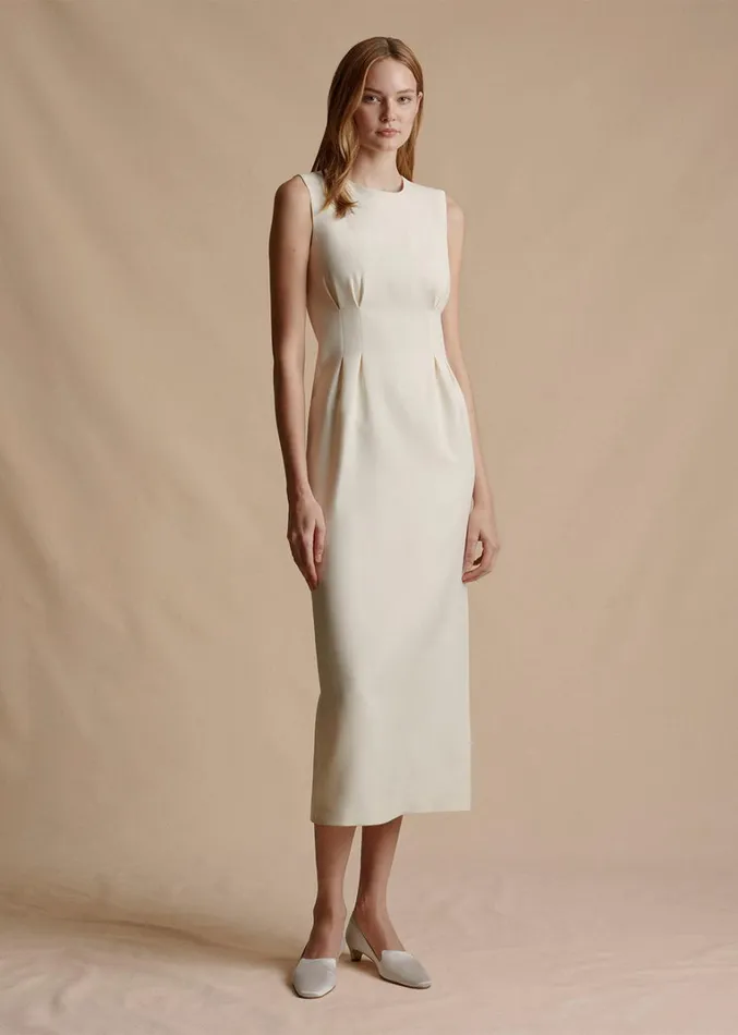 Adam Lippes Vestido Ophelia De Lana De Seda Marfil Womens Dresses
