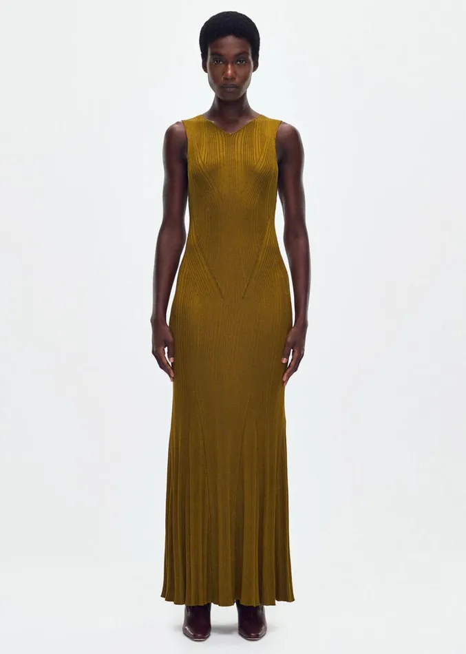 Adam Lippes Vivian Dress Bronze Womens Sweaters and Knitwear