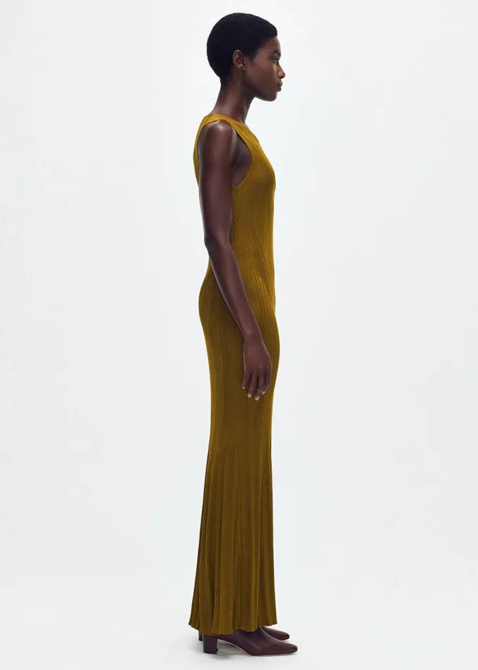 Adam Lippes Vivian Dress Bronze Womens Sweaters and Knitwear