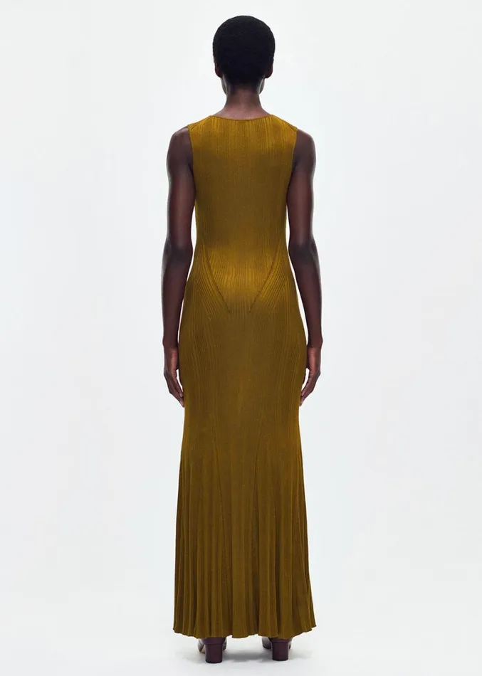 Adam Lippes Vivian Dress Bronze Womens Sweaters and Knitwear