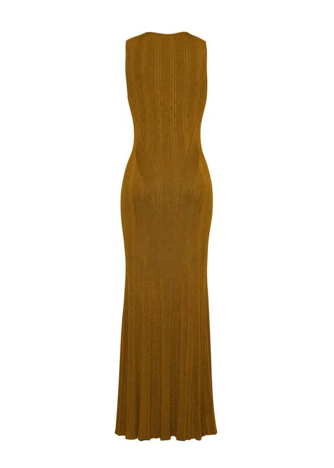 Adam Lippes Vivian Dress Bronze Womens Sweaters and Knitwear