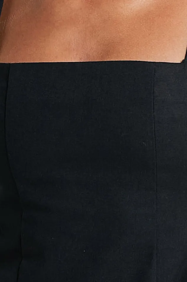 Adiana Mini Dress 8211 Linen Look Square Neck Shirred Back A Line Dress In Black Women Showpo Conscious
