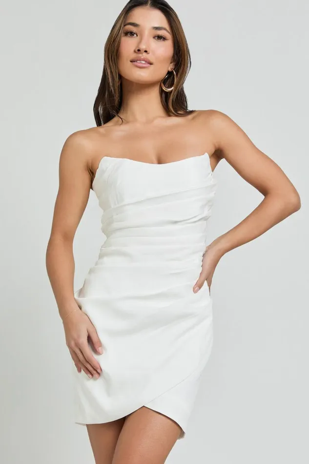 Akara Mini Dress 8211 Strapless Wrap Dress In White Women Showpo Dresses