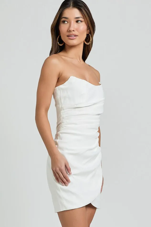 Akara Mini Dress 8211 Strapless Wrap Dress In White Women Showpo Dresses