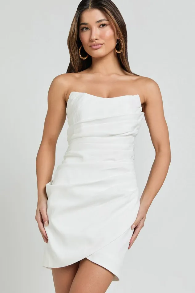 Akara Mini Dress 8211 Strapless Wrap Dress In White Women Showpo Dresses