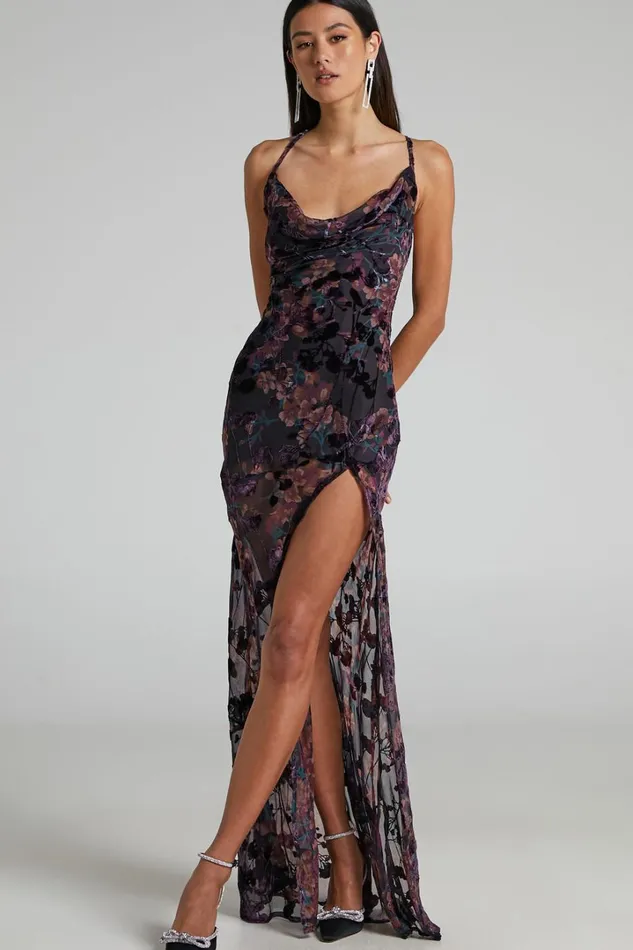 Aletta Maxi Dress 8211 Cowl Cross Back Dress In Aletta Burn Out Floral Women Showpo Curve Clothes Aletta Maxi Dress 8211 Cowl Cross Back Dress In Aletta Burn Out Floral Women Showpo Curve Clothes