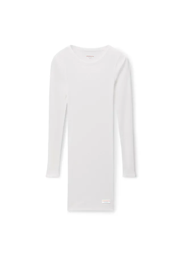 Alexander Wang Bodywear Long Sleeve Loungewear Dress In Ribbed Cotton Jersey