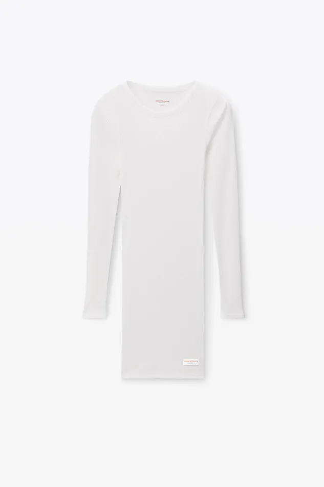 Alexander Wang Bodywear Long Sleeve Loungewear Dress In Ribbed Cotton Jersey