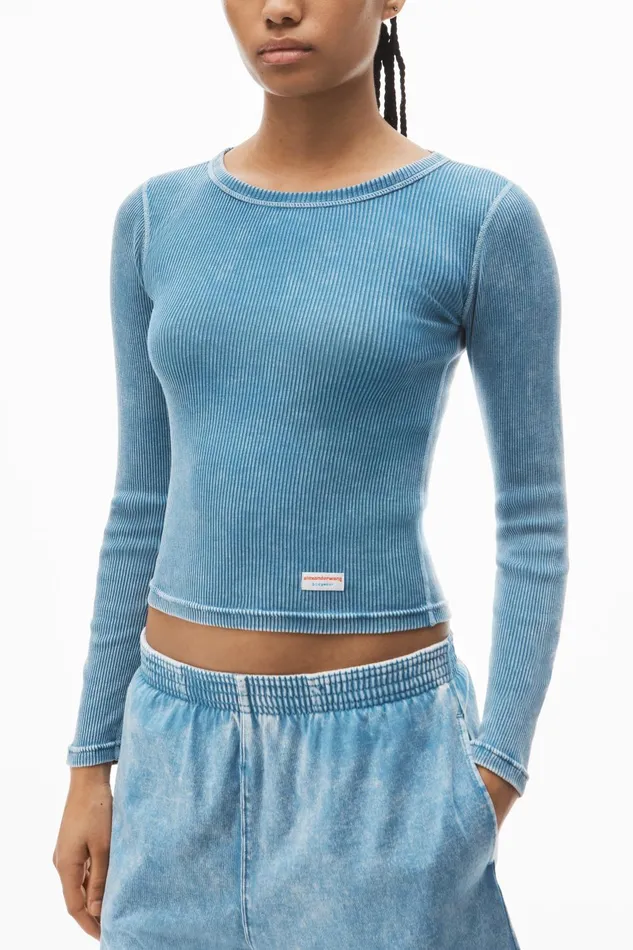 Alexander Wang Bodywear LongSleeve Tee In Ribbed Cotton