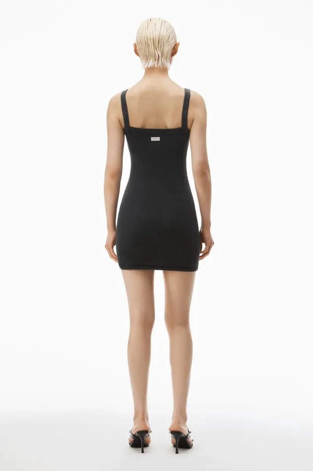 Alexander Wang Bodywear Minidress In WaffleKnit Cotton Stretch
