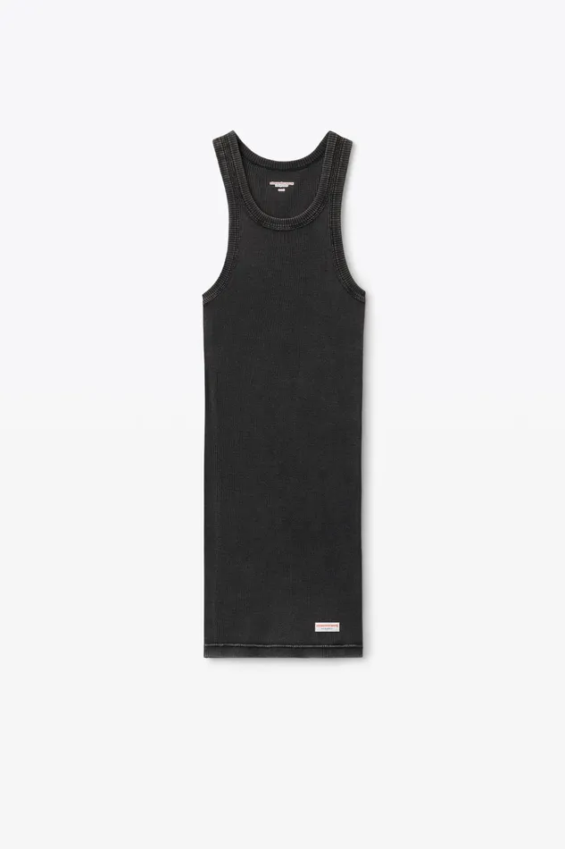 Alexander Wang Bodywear Racer Tank Loungewear Dress In Ribbed Cotton