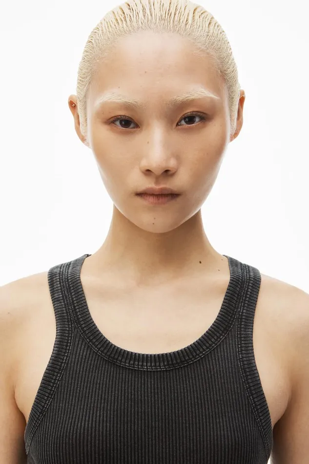 Alexander Wang Bodywear Racer Tank Loungewear Dress In Ribbed Cotton