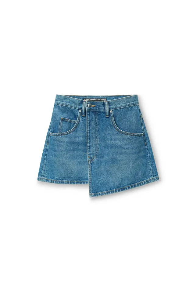Alexander Wang Denim Distressed Denim Wrap Skirt 8211 Women